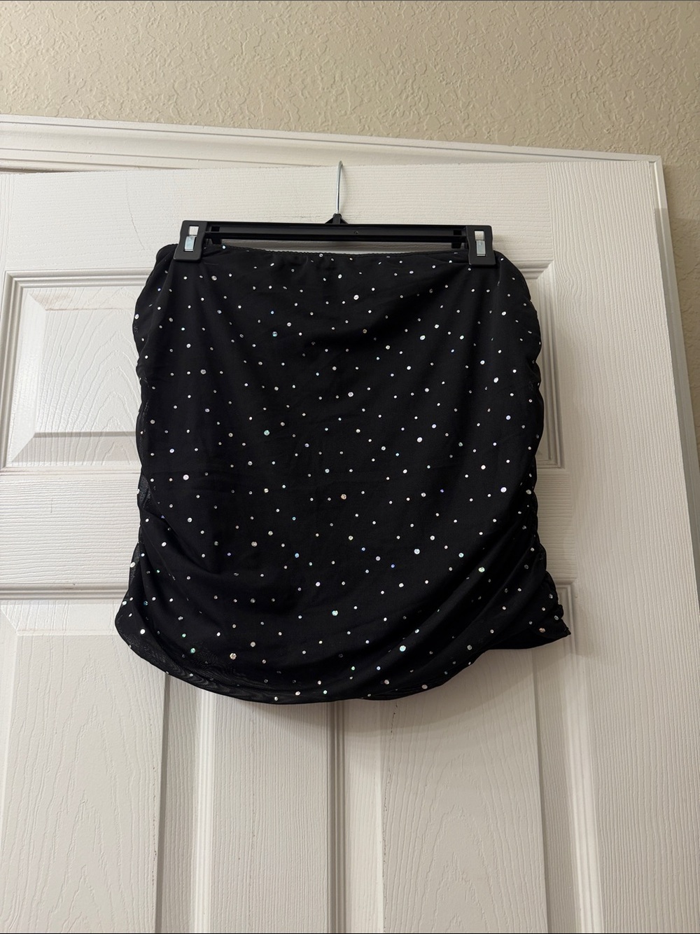 SHEIN Black Mini Skirt with Iridescent Sparkle Dots